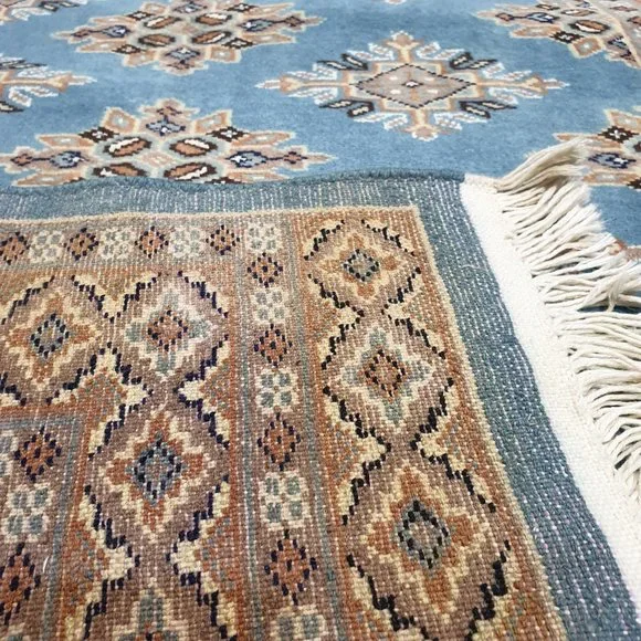 New Handmade 5x3 Pak Blue Brown Wool Cotton Jaldar Bedroom Floor Area Rug Carpet